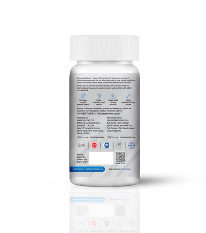 TQ Wellness Calcium Citrate Malate Tablets With Magnesium, Zinc, Vitamin K2 & Vitamin D.
